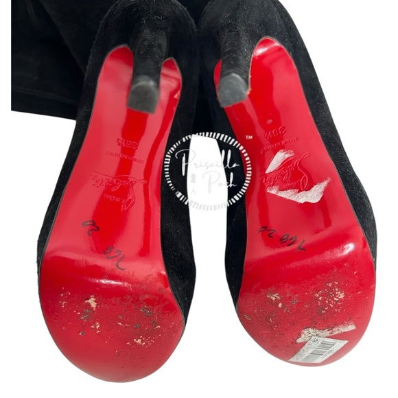 Christian Louboutin Black Suede Gazolina Suede Overtheknee Boots 36.5 Thigh High - Picture 12 of 15